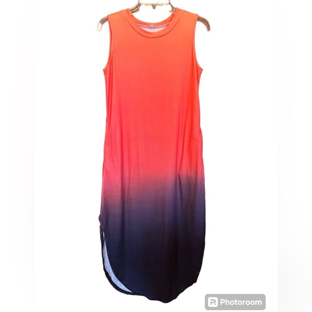 Women’s Maxi Sleeveless Ombré Pink Purple Lightweight Dress Size S